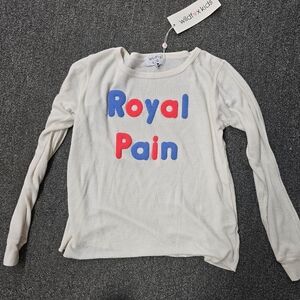 Wildfox Cream Long Sleeve Tee with Blue and Red Design